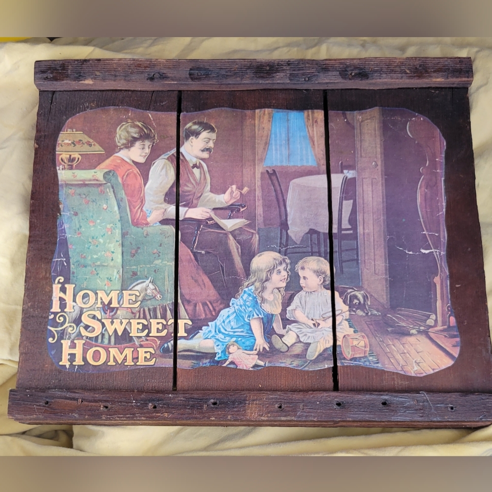 Antique Barnwood Advertisement Sign Home Sweet Home Americana Olde Time Vintage